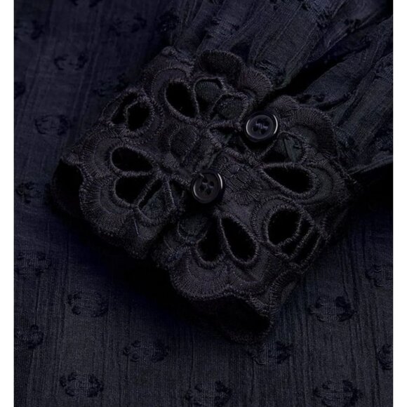 Claudie Pierlot Embroidered Mini Dress Blue Size 40/ US 8 - Picture 4 of 10